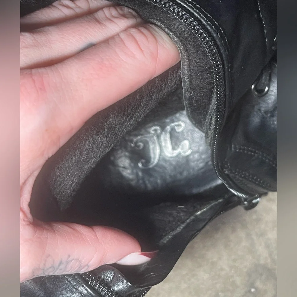 Knee high Black Lace Up Boots, warm fuzzy inside - Picture 11 of 16